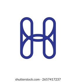 Logotipo Minimal Line H con concepto de tecnología