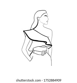 Mujer vectorial de línea mínima dibujada a mano. Retrato de glamour lineal mujer sin rostro. Moda y belleza. Logo de glamour lineal en un estilo mínimo para salón de belleza, esteticista, maquillador, estilista. 