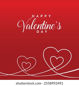 Minimal Line Heart Background With Valentine's Day Text