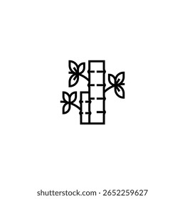 Minimal line icon of bamboo stalks with leaves, representing natural beauty, eco-friendly living, relaxation, and traditional Asian wellness. Commonly used in spa branding, botanical treatments, zen e