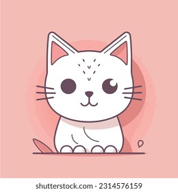 minimal line icon of a cute kitty