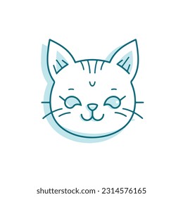 minimal line icon of a cute kitty