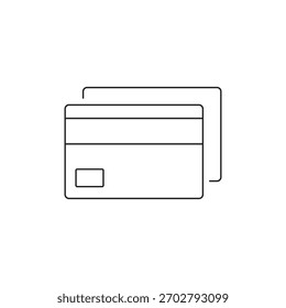 Minimal line icon design of a generic credit card.