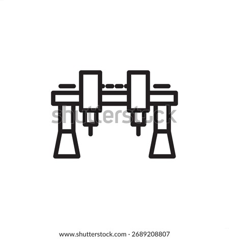 Minimal line icon of a gantry robot, symbolizing industrial automation and precision machinery. Perfect for factory, engineering, robotics, manufacturing, and production system vector illustrations.