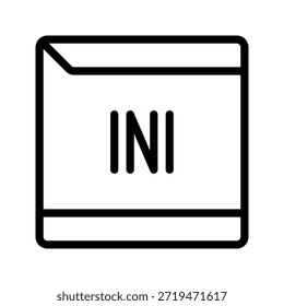 Icono de línea mínimo para el archivo de documento de configuración INI, utilizado para Configuraciones de sistema y aplicación.