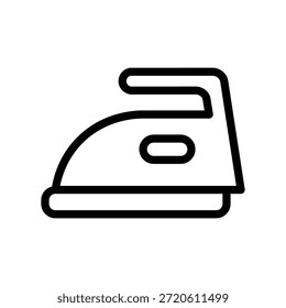 Minimal line icon of an iron representing laundry household appliance and clothing care in a clean modern vector style