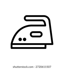 Minimales Liniensymbol eines Bügeleisens, das Wäschehaushaltsgerät und Kleiderpflege in einem sauberen modernen Vektorstil darstellt