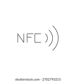 Minimal line icon of a large NFC wireless communication symbol.