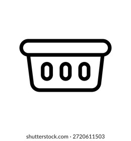 Icono de línea mínima de una cesta de lavandería que representa el almacenamiento de ropa sucia y la preparación de lavado doméstico en un estilo de Vector moderno y limpio