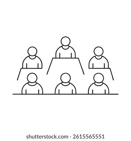 Minimal line icon of meeting in white background vector illustration