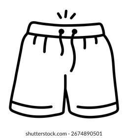 Icono de línea mínima de un par de pantalones cortos de playa 