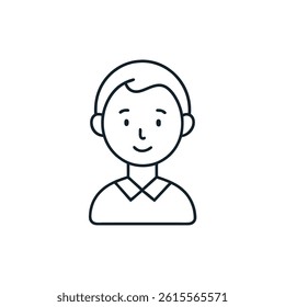 Minimal line icon of profile in white background vector illustration