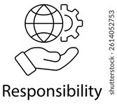 Minimal line icon representing the concept of responsibility, ethics, and accountability. Suitable for use in corporate presentations, employee training, business ethics materials, leadership programs
