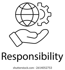 Minimal line icon representing the concept of responsibility, ethics, and accountability. Suitable for use in corporate presentations, employee training, business ethics materials, leadership programs