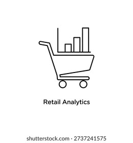 Minimal line icon representing retail analytics on white background, perfect for business, data, and market insights visuals.