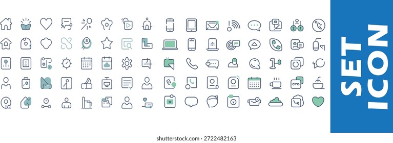 Conjunto de iconos de línea mínima 50 iconos de contorno de interfaz de Web de interfaz de usuario moderna para App, paneles de Sitios web