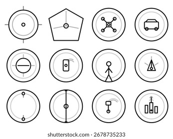 Minimal Line Icon Set of Geometric and Technology Symbols