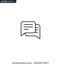 Minimal line icon of speech bubbles. Represents fintech messaging, support, or client communication.
