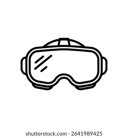 Minimal Line Icon of VR Headset Representing 3D Simulation, Virtual Exploration, Gaming Immersion, and Digital Environment Interaction Device