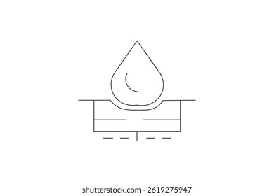 Minimal line icon of waterproof surface icon with water droplet and arrows line art design 