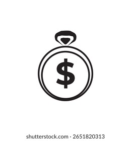 Minimal line icon of a wedding ring box with a dollar sign, representing wedding savings, budgeting for marriage, or engagement expenses. Perfect for finance and relationship themes.