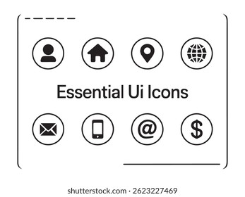 Minimal Line Icons – Email, Phone, Dollar, Internet, Contact