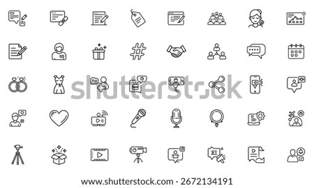 Minimal Line Icons Pack – Social Media, Blogging, Marketing and Communication Vector Set