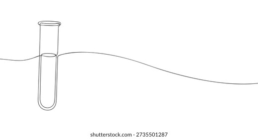 Minimal line illustration of a laboratory test tube partially filled with liquid, commonly used in scientific experiments, chemical analysis, and research.
