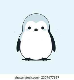 minimal line illustration penguin vector simple white