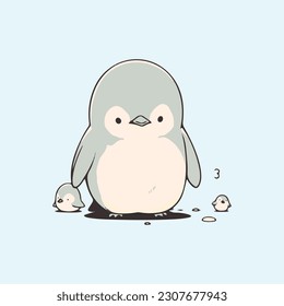 minimal line illustration penguin vector simple white