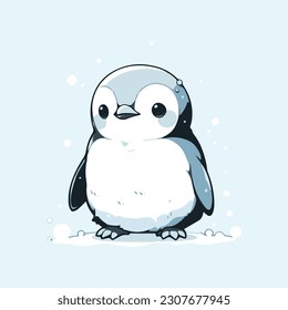 minimal line illustration penguin vector simple white