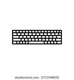 Minimal line keyboard icon representing computer typing, input device, office work, coding, writing, communication, and digital tasks for apps, websites, and technology projects.