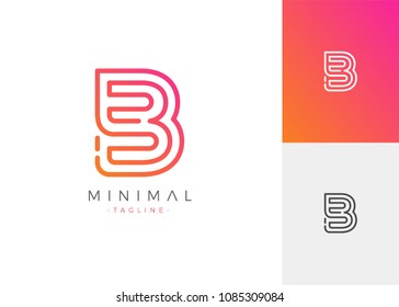 Minimal Line Letter Initial B Logo Design Template. Vector Logo Illustration