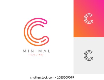 Minimal Line Letter Initial C Logo Design Template. Vector Logo Illustration