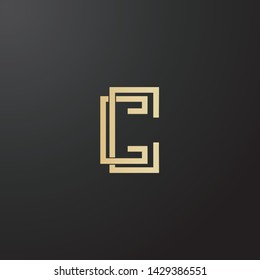 Minimal line letter initial C CC logo. Abstract and elegant shape font sign. logotype vector design template for personal identity branding, creative industry, web, business, corporate and company.
