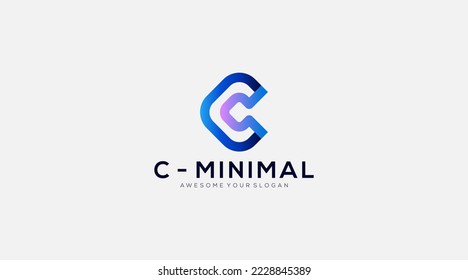 Minimal Line Letter Initial C Logo Design Template