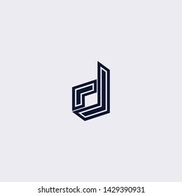 Minimal line letter initial D logo. Abstract and elegant shape font sign. logotype vector design template for personal identity branding, creative industry, web, business, corporate and company.