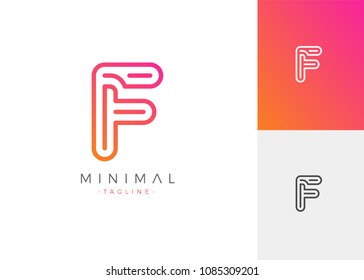 Vorlage für den Entwurf des anfänglichen F-Logos mit minimaler Linie. Vektorlogo-Illustration
