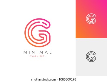 Minimal Line Letter Initial G Logo Design Template. Vector Logo Illustration