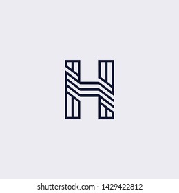 Minimal line letter initial H logo. Abstract and elegant shape font sign. logotype vector design template for personal identity branding, creative industry, web, business, corporate and company