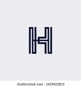 Minimal line letter initial H logo. Abstract and elegant shape font sign. logotype vector design template for personal identity branding, creative industry, web, business, corporate and company