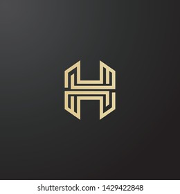 Minimal line letter initial H logo. Abstract and elegant shape font sign. logotype vector design template for personal identity branding, creative industry, web, business, corporate and company
