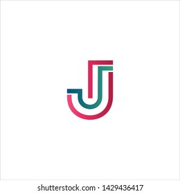 Minimal line letter initial J logo. Abstract and elegant shape font sign. logotype vector design template for personal identity branding, creative industry, web, business, corporate and company