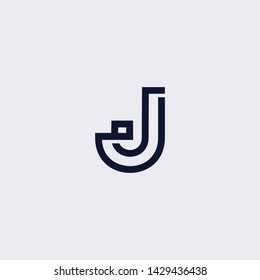 Minimal line letter initial J logo. Abstract and elegant shape font sign. logotype vector design template for personal identity branding, creative industry, web, business, corporate and company