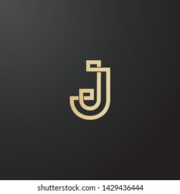 Minimal line letter initial J logo. Abstract and elegant shape font sign. logotype vector design template for personal identity branding, creative industry, web, business, corporate and company