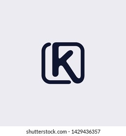 Minimal line letter initial K logo. elegant square shape font sign. Abstract logotype vector design template for personal identity branding, creative industry, web, business, corporate and company