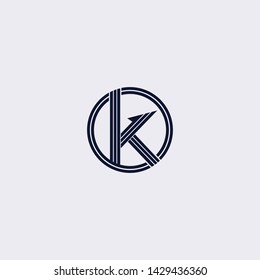 Minimal line letter initial K logo. elegant circle shape font sign. Abstract logotype vector design template for personal identity branding, creative industry, web, business, corporate and company