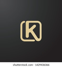 Minimal line letter initial K logo. elegant square shape font sign. Abstract logotype vector design template for personal identity branding, creative industry, web, business, corporate and company
