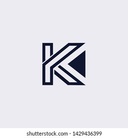Minimal line letter initial K logo. Abstract and elegant shape font sign. logotype vector design template for personal identity branding, creative industry, web, business, corporate and company