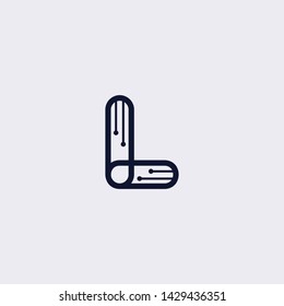 Minimal line letter initial L logo. Elegant electric tech shape sign. Abstract logotype vector design template for personal identity branding, creative industry, web, business, corporate and company